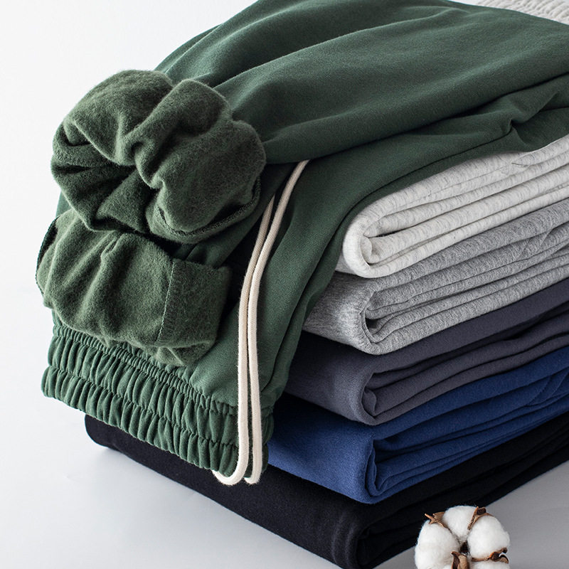 秋冬加绒裤子男宽松直筒小脚休闲裤加厚运动纯色卫裤抽绳长裤情侣