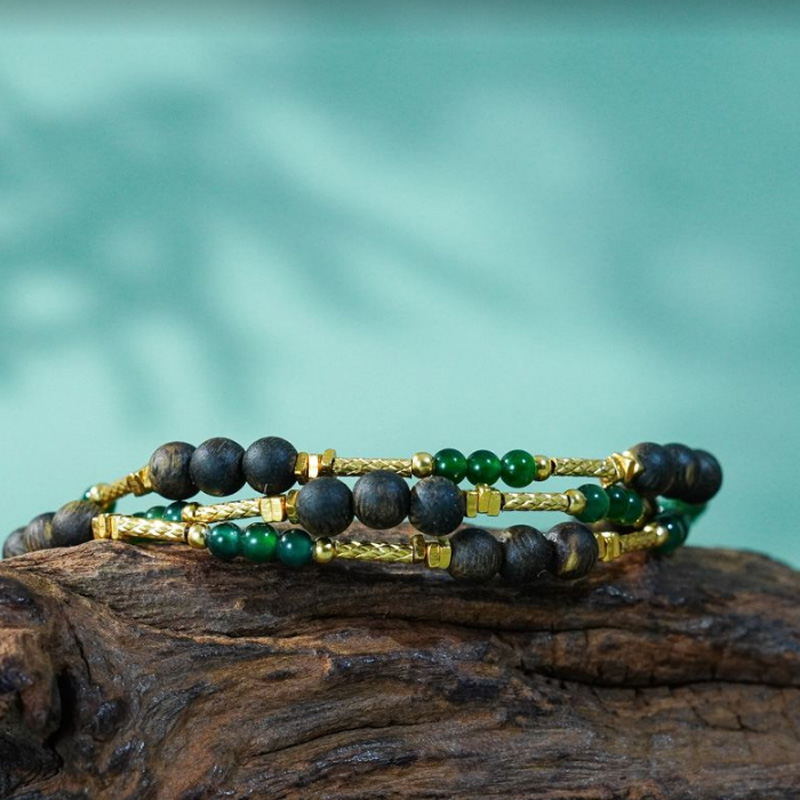 西泠 沉香项链 翡翠/925银 圆珠4MM  9分沉 XCB1019