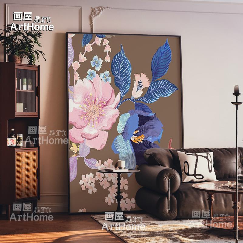 法式中古风花卉高级沙发客厅背景墙装饰画现代复古玄关入户挂画图片