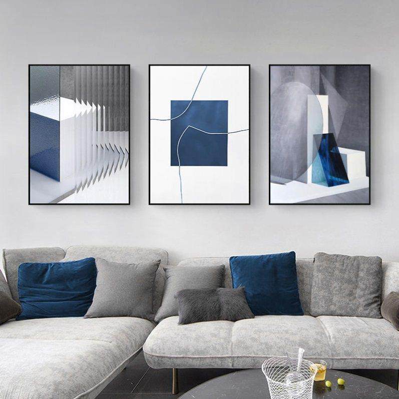 蓝色建筑几何现代简约抽象极简客厅装饰画艺术沙发背景墙挂画壁画,家居饰品,现代装饰画,淘宝优惠券,粉丝福利购,淘宝优惠卷
