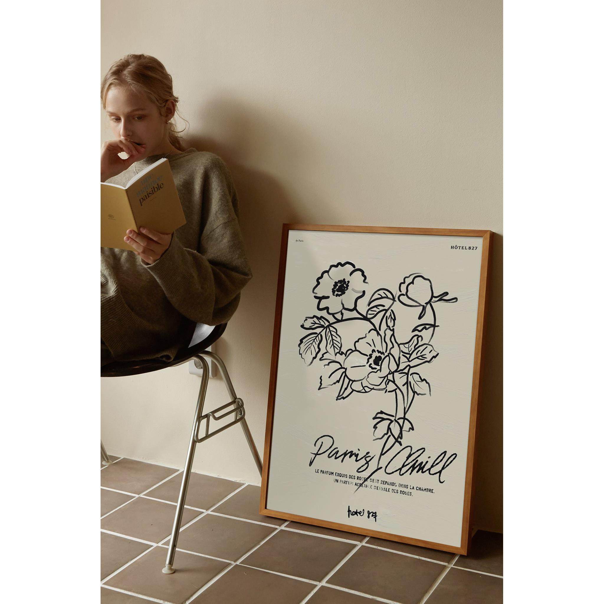 法式风格手绘花朵简约艺术墙挂画抽象文艺壁画客厅卧室床头装饰画,家居饰品,现代装饰画,淘宝优惠券,粉丝福利购,淘宝优惠卷