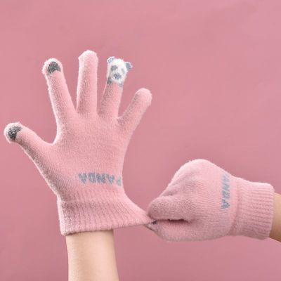 韩国ins可爱手套卡通针织冬季毛绒手套学生保暖骑车可触屏防寒女