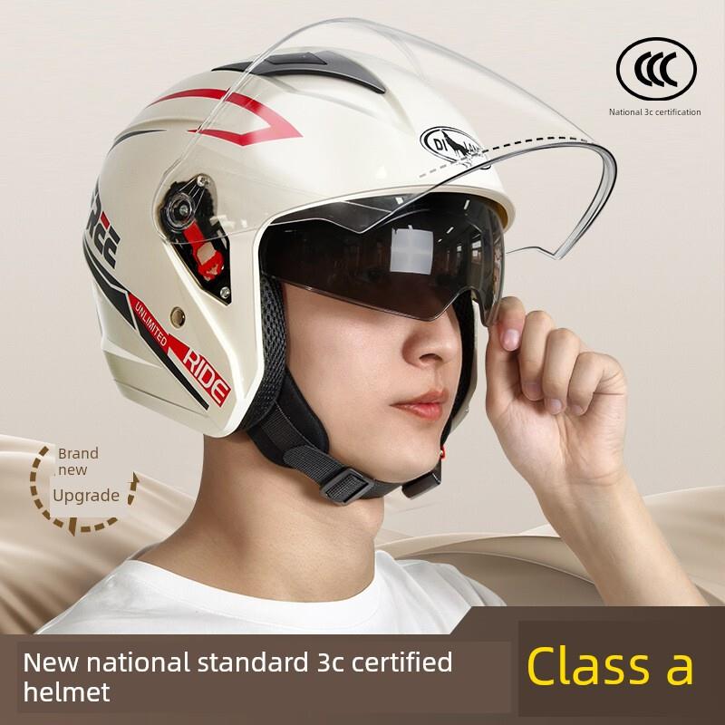 3C认证新国标电动车四季盔摩托车头盔冬季男女保暖冬款电动车双镜