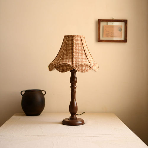 千鸟格复古文艺卧室床头台灯