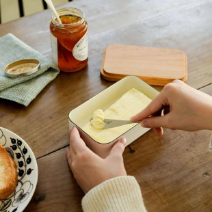 日本制野田珐琅搪瓷黄油盒保鲜盒樱木盖子黄油专用保鲜盒200g450g