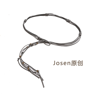 原创简约个性编织细腰带腰绳灰色