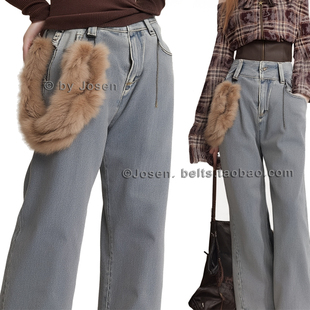 秋冬兔毛男女朋克嘻哈复古街舞牛仔腰链裤链配饰时尚搭配裤子腰饰