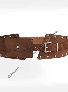 波西复古男女装饰腰包铆钉麂皮绒PU配裤子裙子腰带潮流新品宽腰封