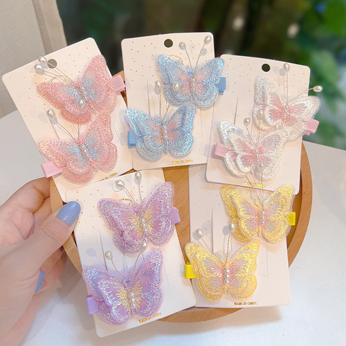 儿童古风汉服头饰刺绣蝴蝶发夹