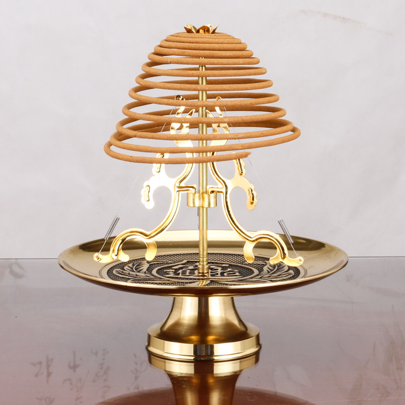 24小时檀香托盘 盘香架器塔香座供佛拜神家用纯铜香架伸缩包邮