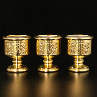 合金酒杯供奉水杯茶杯装胆K金贡杯家用摆件桌面供养酒杯金我色
