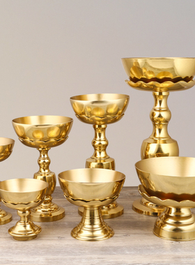 铜碗油灯光身铜碗素面酥油灯家用供奉食用油液态植物油长明灯包邮