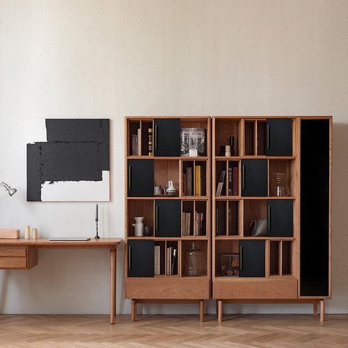 山隐造物丛林书柜黑胡实木置物架