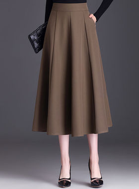 黑色西装百褶裙女伞裙2024夏季新款西显瘦遮胯垂感长裙a字半身裙