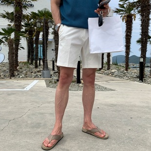 简约纯色短西裤 轻熟风直筒休闲短裤 宽松潮流冰丝五分裤 男夏季 韩版