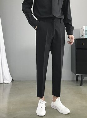 坠感垂感九分休闲裤修身西装裤