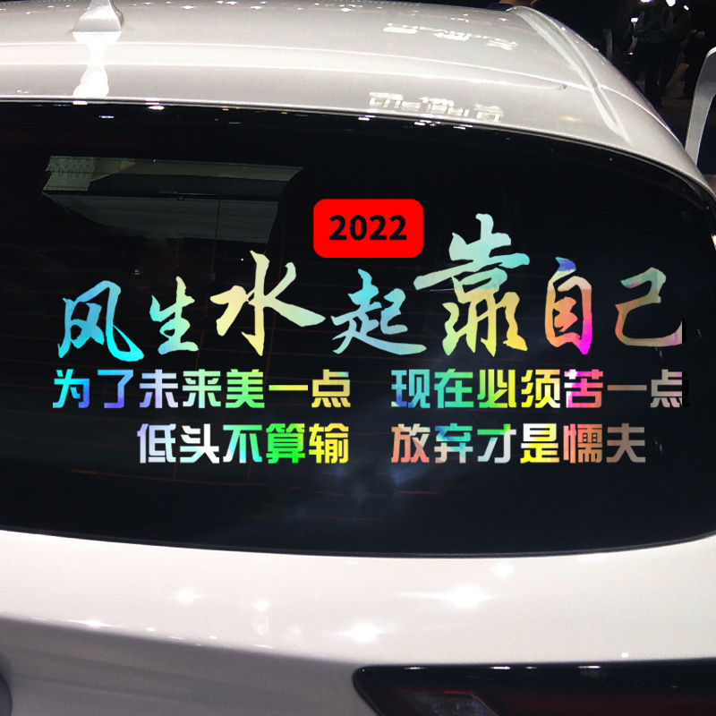 卓鹿 2022风生水起靠自己 创意个性定制文字网红车贴外观车身贴