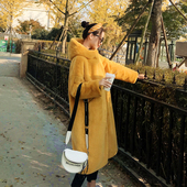 水貂皮大衣仿兔毛外套 连帽宽松加厚中长款 仿皮草外套女冬季 年轻款