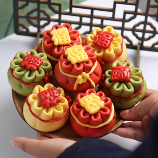 2026马年新年福袋花馍山东胶东花饽饽早餐豆沙馒头加热即食半成品