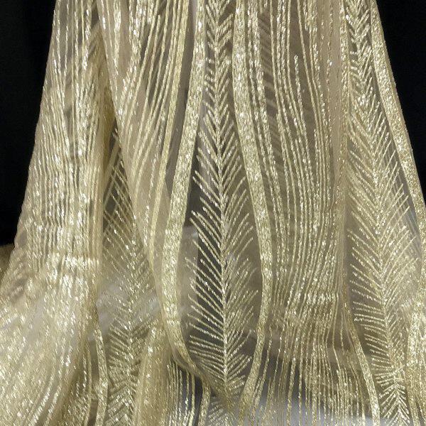 金色香槟色银色烫金婚纱礼服婚庆美人鱼大花烫闪粉闪光亮片布料