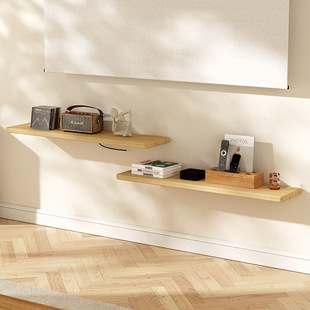 北欧现代简约一字置物架隔板壁架卧室客厅实木搁板壁挂墙面收纳架
