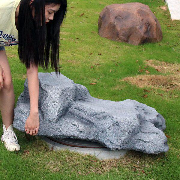 户外庭院公园绿化井盖遮挡装饰品人造空心假石头落地景观雕塑摆件