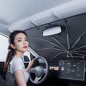 汽车弯杆遮阳伞前挡风玻璃车用便携四季 防晒开口隔热伞遮阳板伸缩