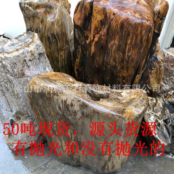 进口树木化石园林　风化石风景招财摆件　风水原生态石头茶台圆凳