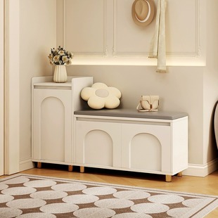 架进门穿鞋 柜坐凳一体玄关鞋 凳子 凳门口家用可坐鞋 奶油风入户换鞋