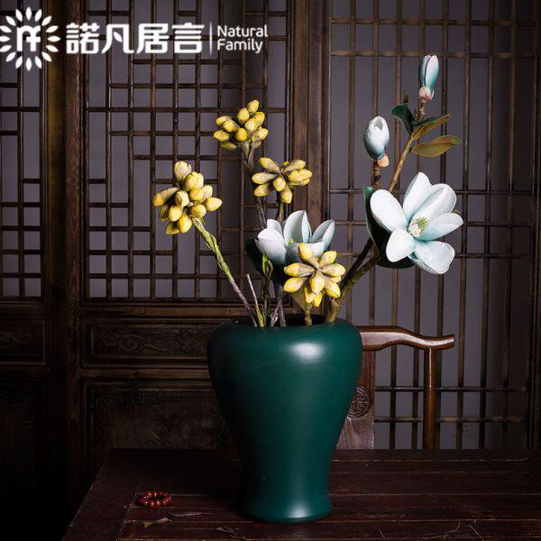 台面陶瓷花瓶美式欧式现代蓝色插干花花器创意摆件地中海客厅摆设