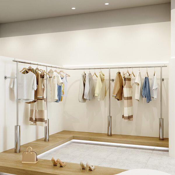 服装店展示架不锈钢上墙落地式衣服挂衣架男女童装店货架陈列道具