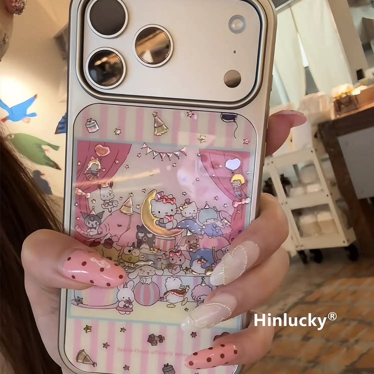可爱粉条纹派对适用iphone18promax手机壳苹果16女17新款15pm鎏金14一加13套12小米17华为p90荣耀vivos60OPPO图片