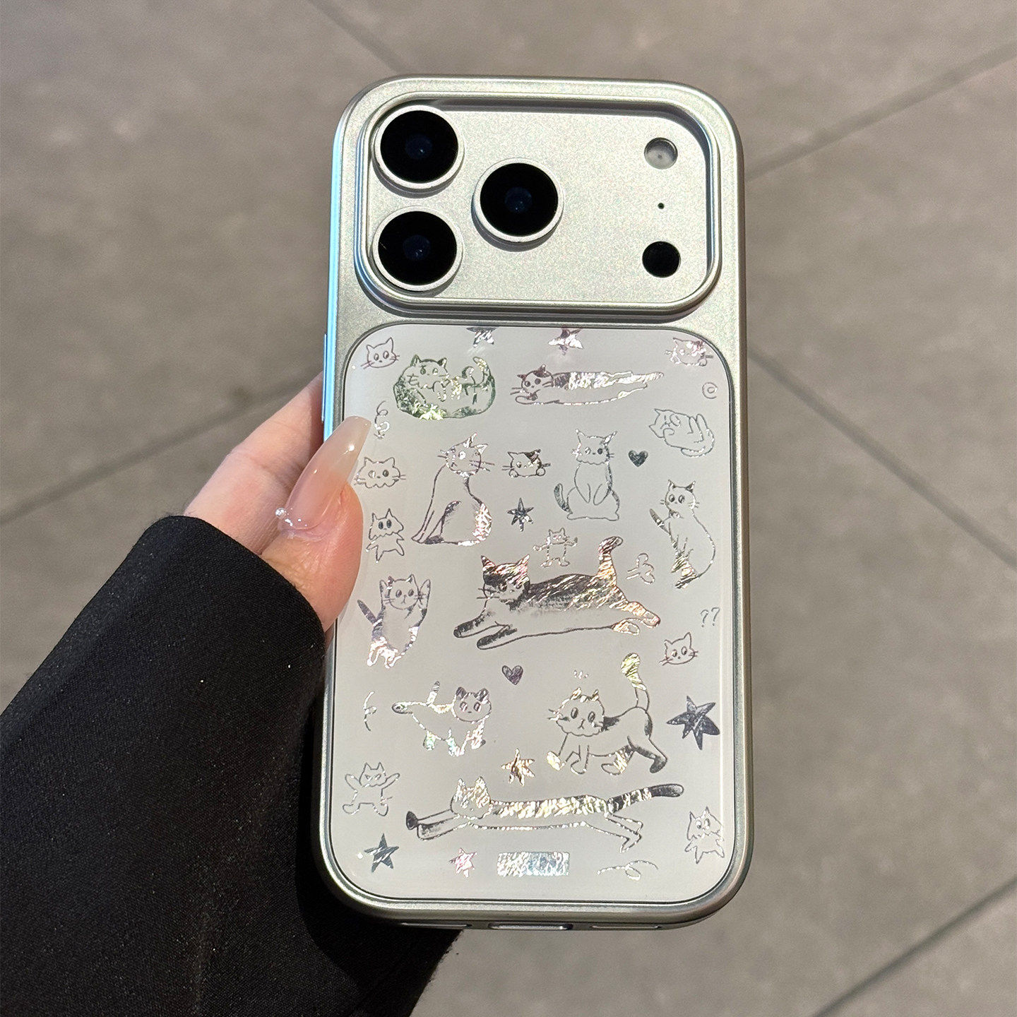 线条猫咪适用iPhone18promax苹果17手机壳15鎏金14防摔一加13女16新款12荣耀600华为p90小米17OPPOvivos60k90