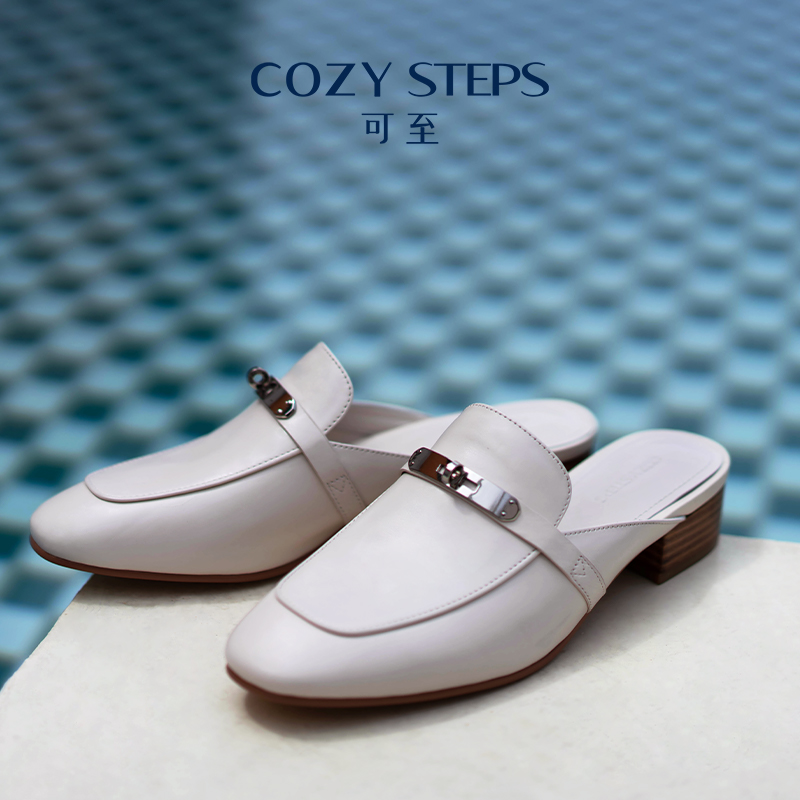 COZY STEPS可至穆勒鞋半拖真皮办公室拖鞋女可外穿休闲半拖鞋女-封面