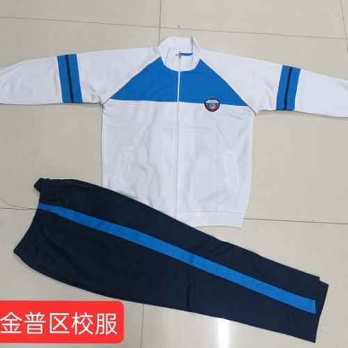 教育局直供大连金普教育新区校服男蓝白女黄白拉链套装舒适好面料