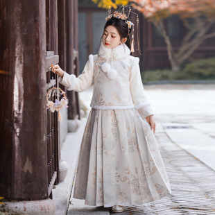 古风保暖马面裙套装 加绒加厚小女孩送礼冬款 冬装 汉服女童2025新款