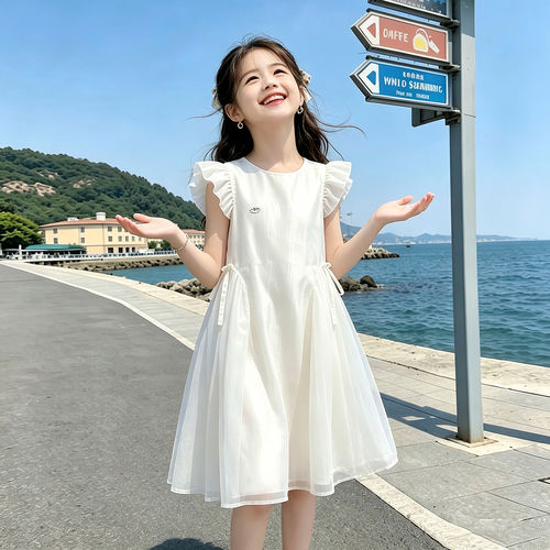 女童夏季薄款甜美风连衣裙2026新款儿童清新洋气儿童时尚花边裙子