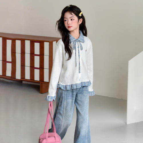 女童时尚翻领卫衣套装2026秋季新款秋装女孩甜美风舒适上衣两件套