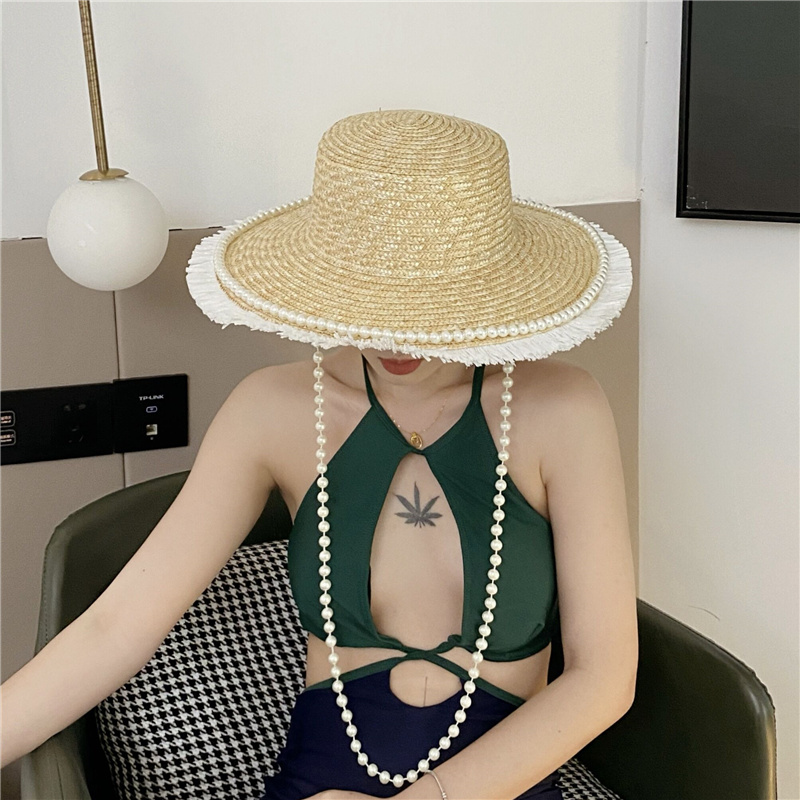 法式手工缝制大檐草帽女夏季街拍
