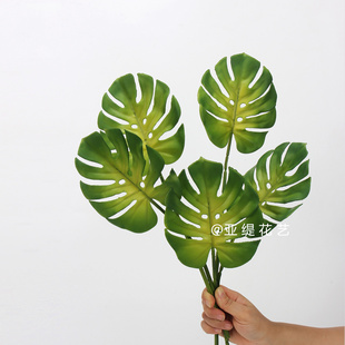 仿真绿植手感PU龟背叶芭蕉叶葵扇叶棕榈叶植物假叶子室内植物造景