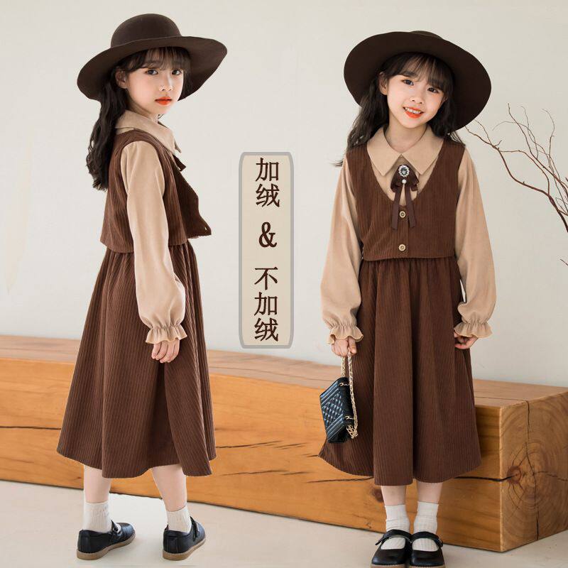 女童秋装连衣裙2025新款学院风女孩衣服中大童母女装韩版裙子长袖