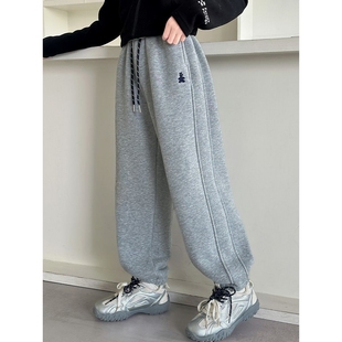 女童裤子秋冬款2025新款儿童女孩休闲运动裤女大童加绒卫裤初中生