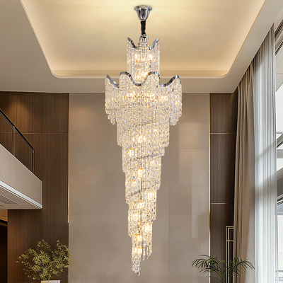 轻奢复式楼大吊灯别墅挑空客厅灯2025新款楼中楼中空水晶楼梯灯
