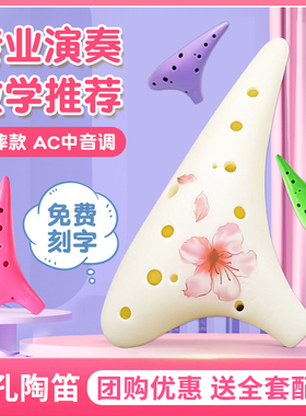 陶笛12孔ac调中音初学儿童入门小学生专业演奏塑胶树脂防摔旗舰店