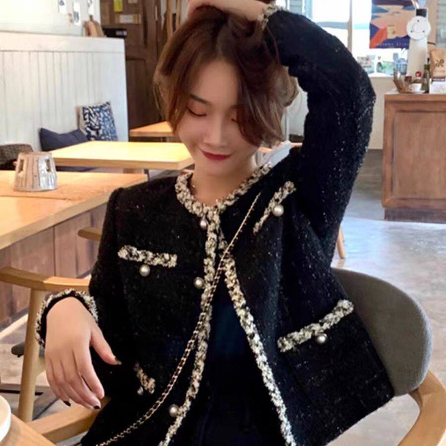 法式名媛小香风千鸟格高级感外套女春秋新款小个子高端短款上衣女