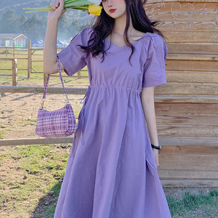 韩式微胖遮肚显瘦连衣裙2024夏季新款胖美眉短款设计风减龄裙子女