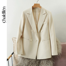 复古白色薄款时尚西装外套女春秋新款设计小众风百搭慵懒宽松上衣