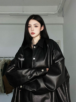 黑色PU皮衣外套女春秋季2024新款高级感美式复古棒球服冬机车夹克