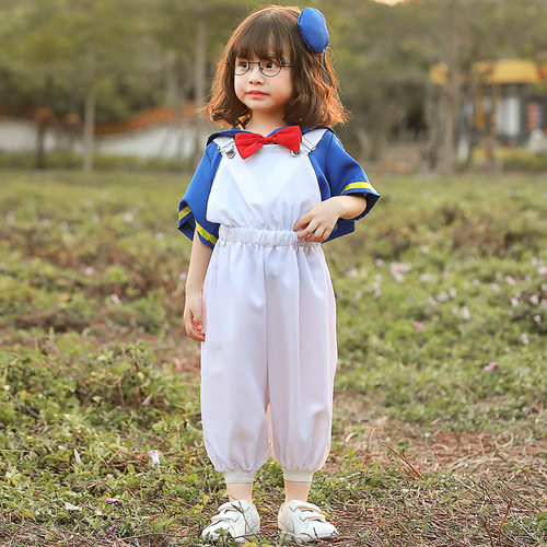 万圣节儿童可爱动漫小鸭子cosplay角色扮演服装背带裤海军水手服