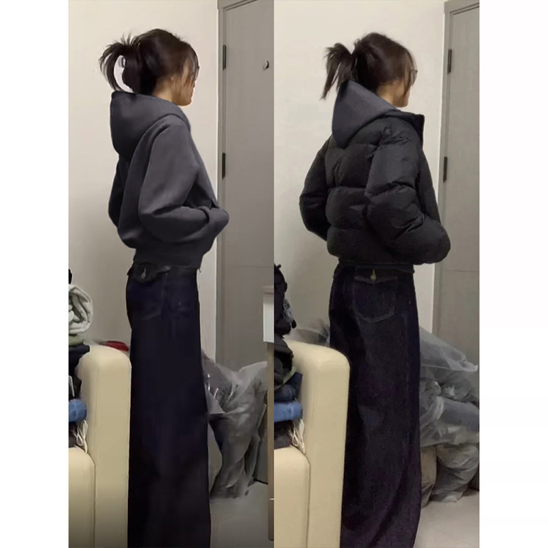 灰色短款卫衣外套女春秋女款小个子开春穿搭显瘦正肩连帽上衣秋冬